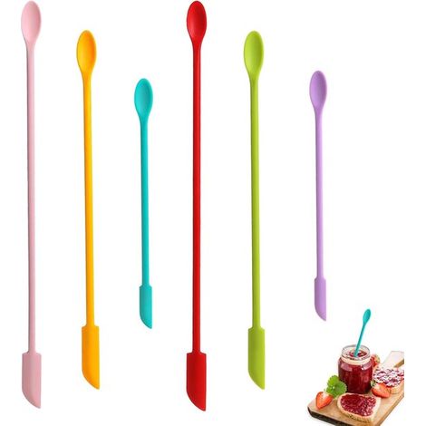 Raspador de botellas,Espátulas de silicona de doble cara pequeñas,silicona,Silicona,6 piezas (1/5)