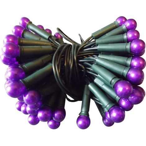 Set mit 100 lila Weihnachtsbaumlichtern – Kugeln an grünem Kabel, 220–240 V, 6 m Länge, Netzanschluss (1/3)