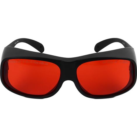 Lunettes de protection laser 532nm OD5+ anti-lumière bleue, monture noire avec verres rouges pour salons de beauté et établissements médicaux. (1/5)