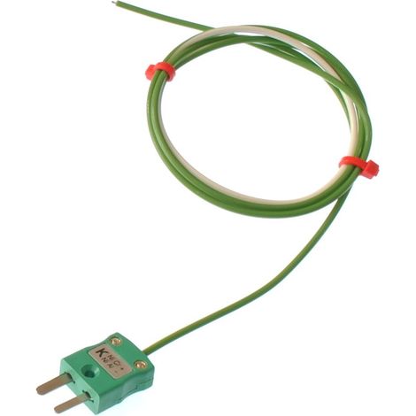 Thermocouple type K Ø 1/0.376mm, L 3000mm, 250°C max à Fiche mâle miniature ( Prix pour 1 )