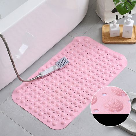 Tapis de bain/douche antidérapant avec ventouses en PVC, rose, 35 x 70 cm / 13,8 x 27,6 pouces (1/5)