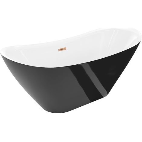 Mexen Lotos bañera exenta 180 x 75 cm, blanca/negra, rebosadero cobre cepillado - 52051807775-65 (1/3)