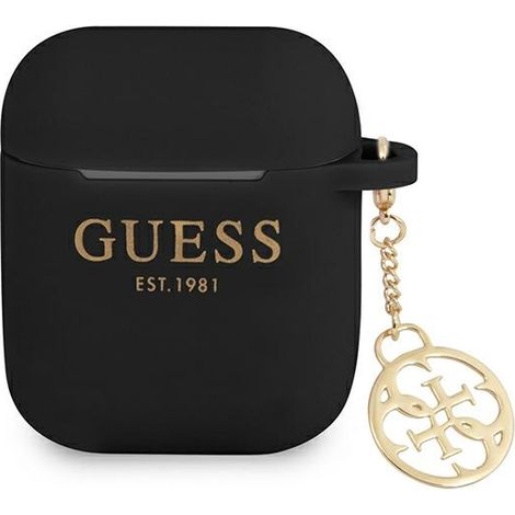 Guess GUA2LSC4EK AirPods 1/2 Hülle, schwarz/schwarz, Silikon-Charm, 4G Kollektion (1/3)
