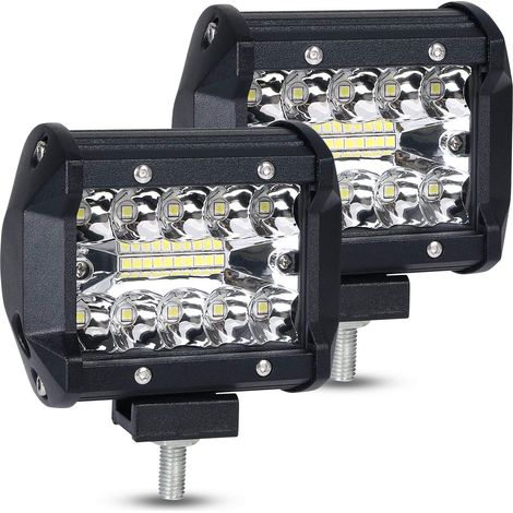 EASYCOMFORT Projecteur LED de Travail 60W Flood Light - Combinaison Projecteur Antibrouillard - Phare LED 4" à Distance - Lumière d'Éclairage de Cabine SUV (1/5)