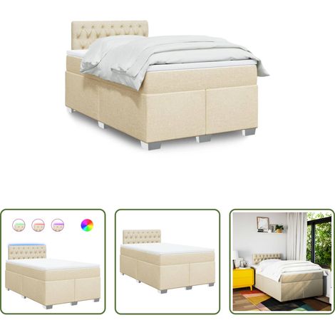 vidaXL LED-Leuchten -  Boxspringbett mit Matratze Creme 120x200 cm Stoff (1/5)