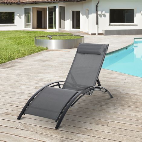 Canais long dossier réglable transat solaire grey aluminium conception robuste