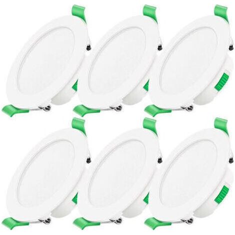Spot LED Encastrable Dimmable 230V 7W Spot Plafond Étanche IP44 Réglable Plafonnier Encastré pour Salle de Bain, Salon, Lot de 6, Rond, [Classe énergétique D] (1/4)