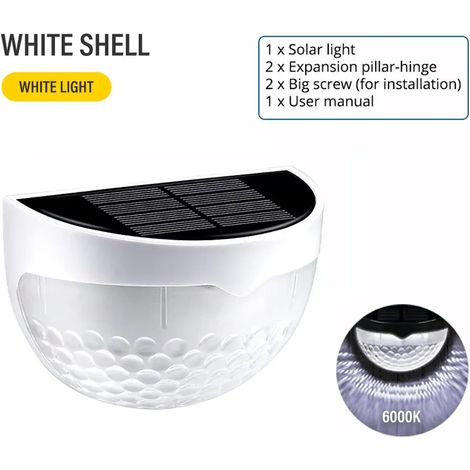 (Lumière blanche) Lampes solaires LED pour clôture, étanches, compatibles avec les panneaux ondulés, idéales pour les clôtures, terrasses, jardins et allées. (1/5)