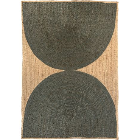 Tapis Rectangulaire en Jute et Polyester pour Salon et Chambre Olive 160 x 230 cm - PANGIVO