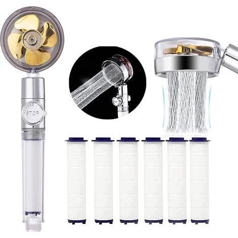 Douchette,pommeau douche,pommeau douche anti calcaire,Pommeau de Douche anti calcaire economie deau,Système de filtration en trois étapesAvec 3 Filtres et Interrupteur de Pause (doré 1) (1/5)