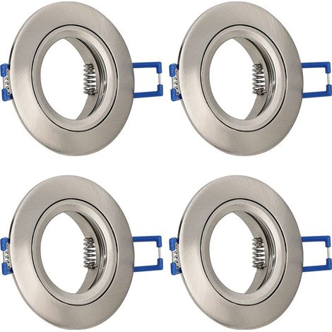 4x GU10 Einbaustrahler, Aluminium-Nickel-Finish, LED-Einbaustrahler für die Decke, Rahmen mit runder GU10-Fassung, extra flache Halterung für 50-mm-Lampen (1/4)