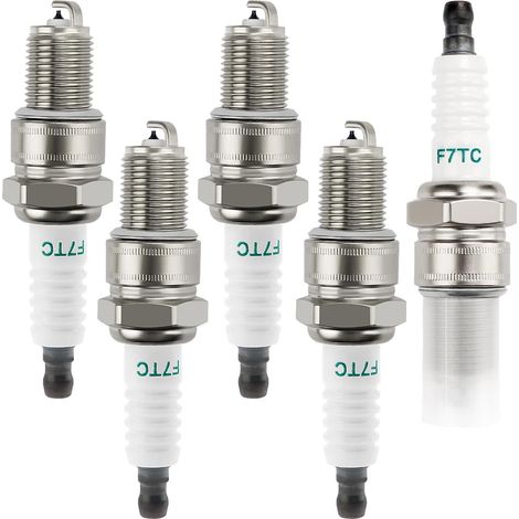 5 Pièces Bougies d'allumage L7T, Tondeuse Bougie d'Allumage, Bougie d'allumage Borne Solide Remplacer BM6A / L7T, Bougie d'allumage pour Moteur à Deux Temps, pour Tondeuse à Gazon Moteurs (1/5)