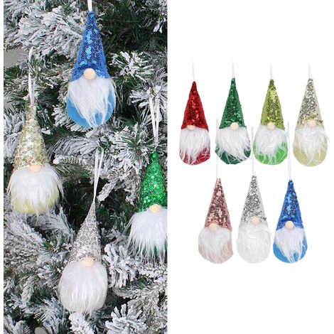7 Pièces Ornements Nains Suspendus Porte-Bonheur Écologiques Mignons Décoration Arbre de Noël Maison Mur