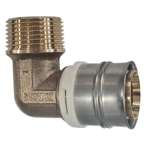 Gomito in ottone multistrato tipo Radiale maschio 26x34, diametro 32