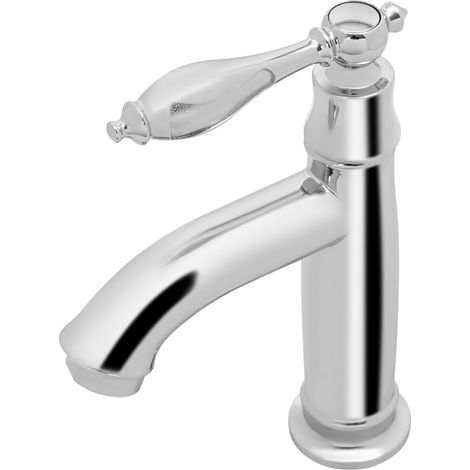 Robinet de salle de bain 1/2" - En laiton - Robinet de lavabo monocommande - Montage sur le plafond - Robinet électroplaqué pour cuisines, salles de bains (argenté) (1/5)