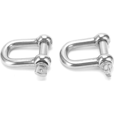 Lot de 2 manilles d'ancrage à vis M18 en acier inoxydable 304, robustes, en forme de D, pour le levage par chaînes et câbles. (1/5)