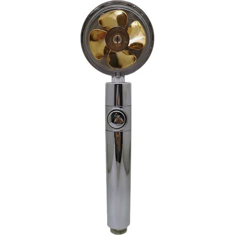 (A-Gold) Nouveau pommeau de douche à hélice turbo, économie d'eau, débit haute pression, rotation à 360°, rallonge de douchette effet pluie, support inclus (1/5)