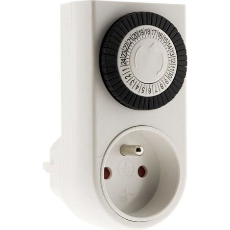 Programmateur mini journalier mécanique avec interrupteur à voyant - Blanc - Otio (1/4)