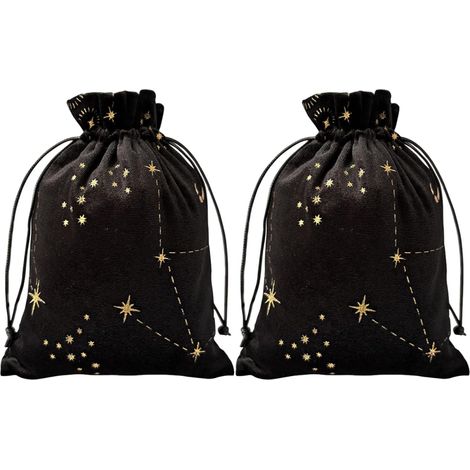 Lot de 2 Pochettes à Bijoux en Velours Noir avec Cordon de Serrage - Pochettes de Rangement pour Bijoux en Forme d'étoile 12,7 x 17,8 cm - pour Calendrier de l'Avent - Cadeaux (1/5)
