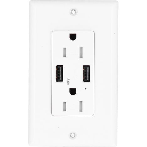 GFCI USB Prise Murale Ultra-Plate Interrupteur de Fuite de Terre AC125V LD‑URL15A A+A 3.6A (1/5)