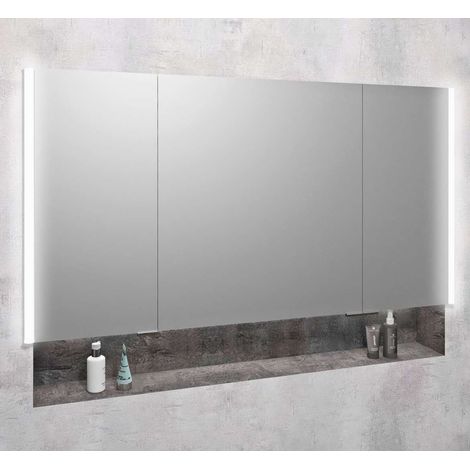 Sapho Integra - Einbauspiegelschrank mit LED-Beleuchtung, 126x70 cm, Spiegel/Titan-Aluminium IN125 (1/5)