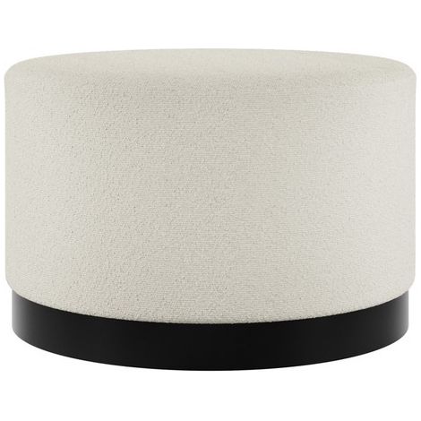 Lara Large Pouffe - Boucle/Metal - L60.5 x W60.5 x H35.5 cm - Ivory/Black Matte