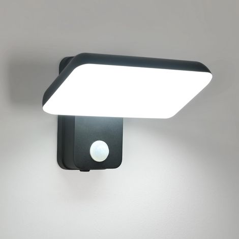 16W Applique Murale Exterieur, Applique Exterieur avec Detecteur De Mouvement, IP65 Eclairage Exterieur avec Detecteur, Rotatif Lampe Exterieur Murale pour Jardin Terrasse, Noir 6500K (1/5)