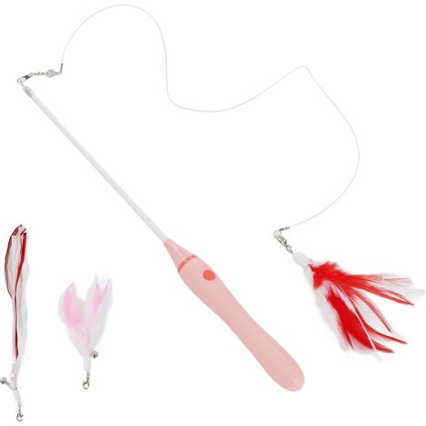 Bâton pour chat interactif rétractable à 3 modes avec lumière LED rouge (ensemble rose) (1/5)
