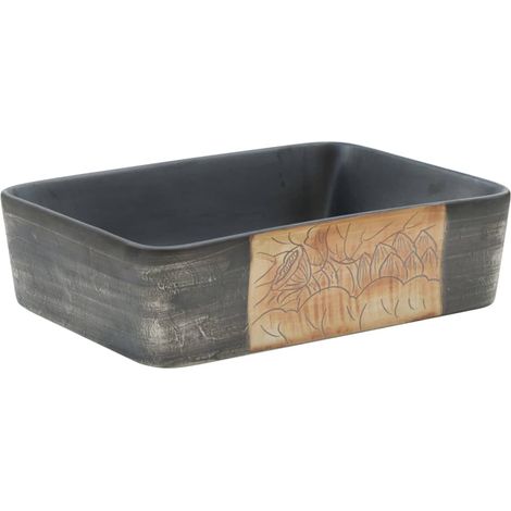 Maison Exclusive - Lavabo Appoggio Nero Marrone Rettangolare 46x35,5x13cm Ceramica