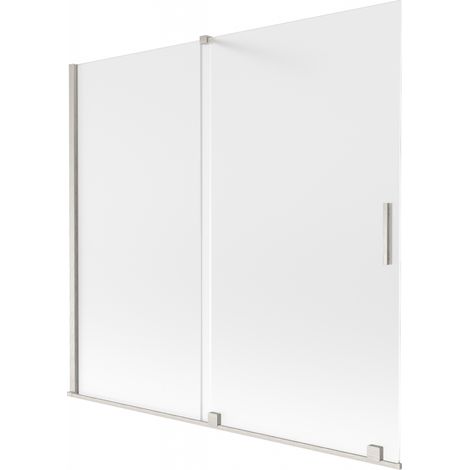 Mexen Velar Badewannenwand 2-flügelig verschiebbar 170 x 150 cm, matt, gebürsteter Nickel - 896-170-000-31-97