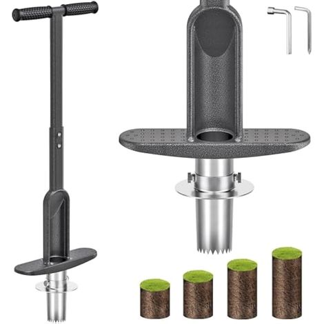 Dolibest Outil de Plantation à Bulbes, 91cm Transplanteuse Bulbes Manche Profondeur 7.6-15cm Profondeur Denture Tranchante Pommes Terre Tulipes Jonquilles Outil Jardin pour l'échantillonneur de Sol (1/5)