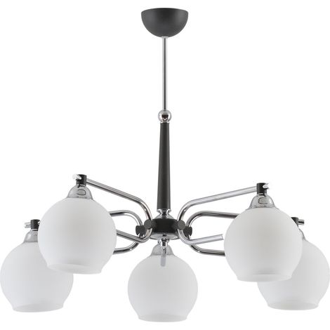 Lampadario AXEL Jupiter nero/cromo 5 luci E27 vetro