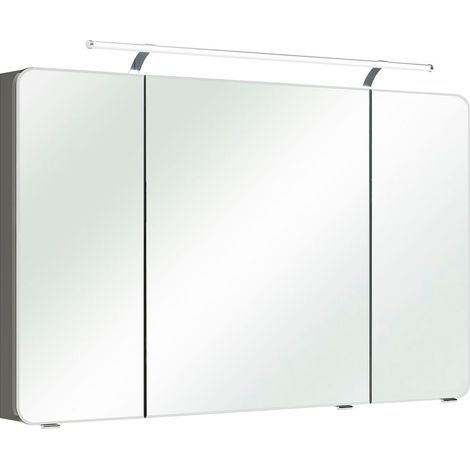 Badezimmer Spiegelschrank 120cm mit LED & Steckdose FES-4005-66 Korpus Lack Quarzgrau - B/H/T: 120/72/17cm (1/4)