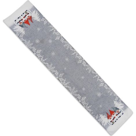 Chemin de table de Noël avec gnomes, nappe à carreaux flocons de neige, décorations de Noël multicolores (1/5)