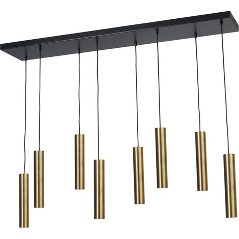 Lampe suspendue noire pour salle à manger Run Cylindres à 8 lumières dorés - 2381-05-10-130-25-8