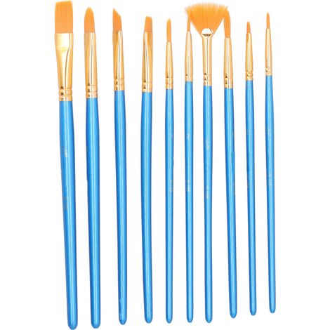 Ensemble de 10 pinceaux longs en poils de nylon pour peinture à l'huile, acrylique et aquarelle (1/5)