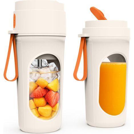 Mixeur Portable Électrique 21000 tr/min, 450ML Smoothie Mixer avec 12 Lames, Tasses Incluses pour Cuisine, Salle de Sport, Bureau (Orange) (1/5)