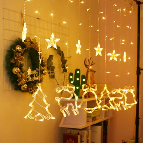 Guirlande lumineuse rideau à 138 LED pour sapin de Noël avec motif de cerf (1/5)