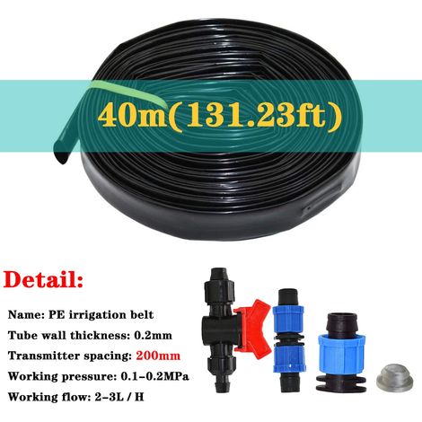 (Espacement 200 mm, 40 m - 5/8'') Ruban d'irrigation goutte à goutte de 16 mm d'épaisseur et 0,2 mm d'espacement, pour serre, exploitation agricole, tuyau d'arrosage poreux, ruban de réparation. (1/5)