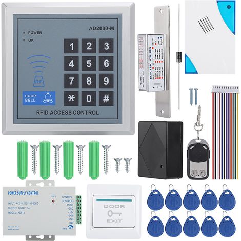 Verrou électrique sans serrure, porte unique, clavier à code, contrôle d'accès par carte et mot de passe, kit de sécurité (1/5)