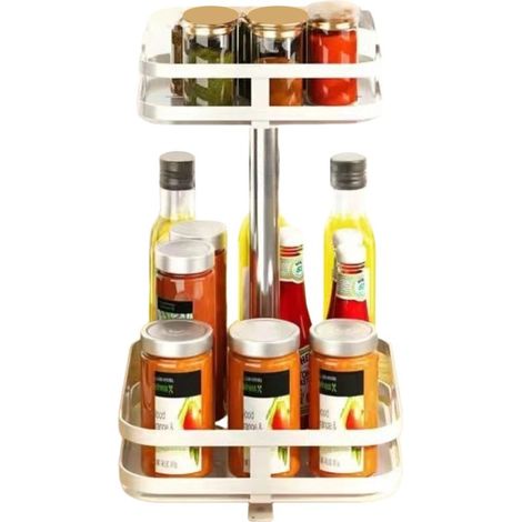 Étagère de rangement de cuisine rotative à 360 degrés, support pour épices, boîte de rangement pour huile, sel, sauce, vinaigre, support pour pots d'épices (1/5)