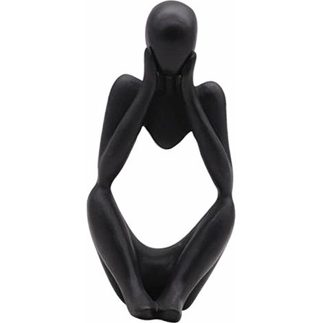 Denker-Statue, abstrakte Skulptur aus Kunstharz, moderne Charakterfigur, Dekoration für Zuhause, Büro oder Schreibtisch, Geburtstagsgeschenk, Schwarz