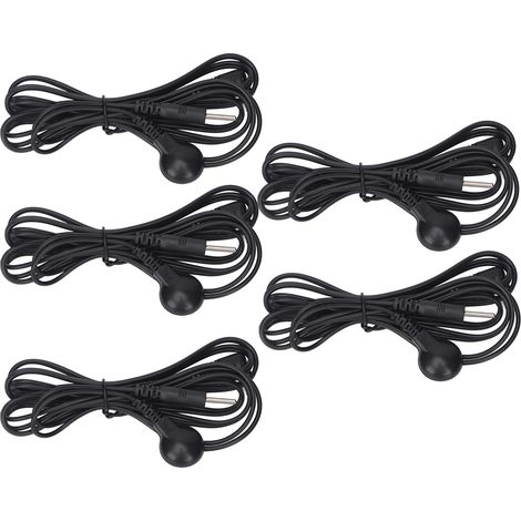 5 électrodes noires avec fiche de 2,5 mm pour appareil TENS (électrostimulation transcutanée), longueur 1,2 m (3,9 pi). (1/5)
