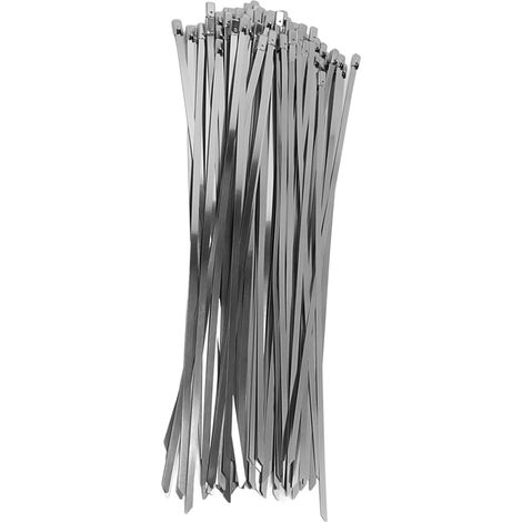 Lot de 100 colliers de serrage autobloquants en acier inoxydable pour tuyaux et câbles (1/5)