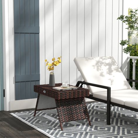 Klappbarer Outdoor-Tisch 60x41x41 cm aus braunem Rattan, ohne Montage, für Balkon – MEUBLIV (1/5)