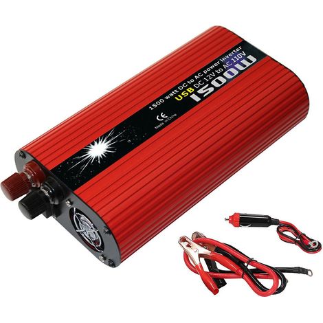 Solar-Wechselrichter, modifizierter Sinus-Wechselrichter, 1500 W, 12 V DC auf 100–120 V AC, D-1500W 12V auf 100–120 V AC (rot)