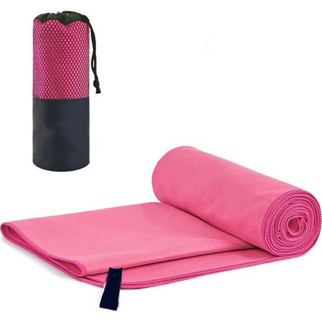 Serviette de sport en microfibre – 40x80 cm – Rose – Séchage rapide – Légère – Voyage et plage (1/5)
