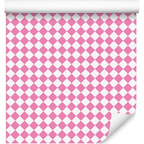 Carta da parati con motivo geometrico a rombi color rosa cipria, sfondo rosa cipria 50x1000 cm (1/5)
