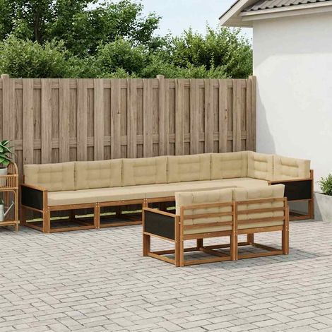 vidaXL Outdoor-Sofagarnitur 8 Stk. Natur und Beige (1/5)