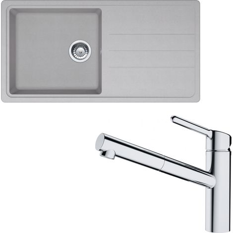 Pack évier Opale Tectonite platinum 970 x 500 x 190 mm + mitigeur Orbit douchette - Franke (1/5)